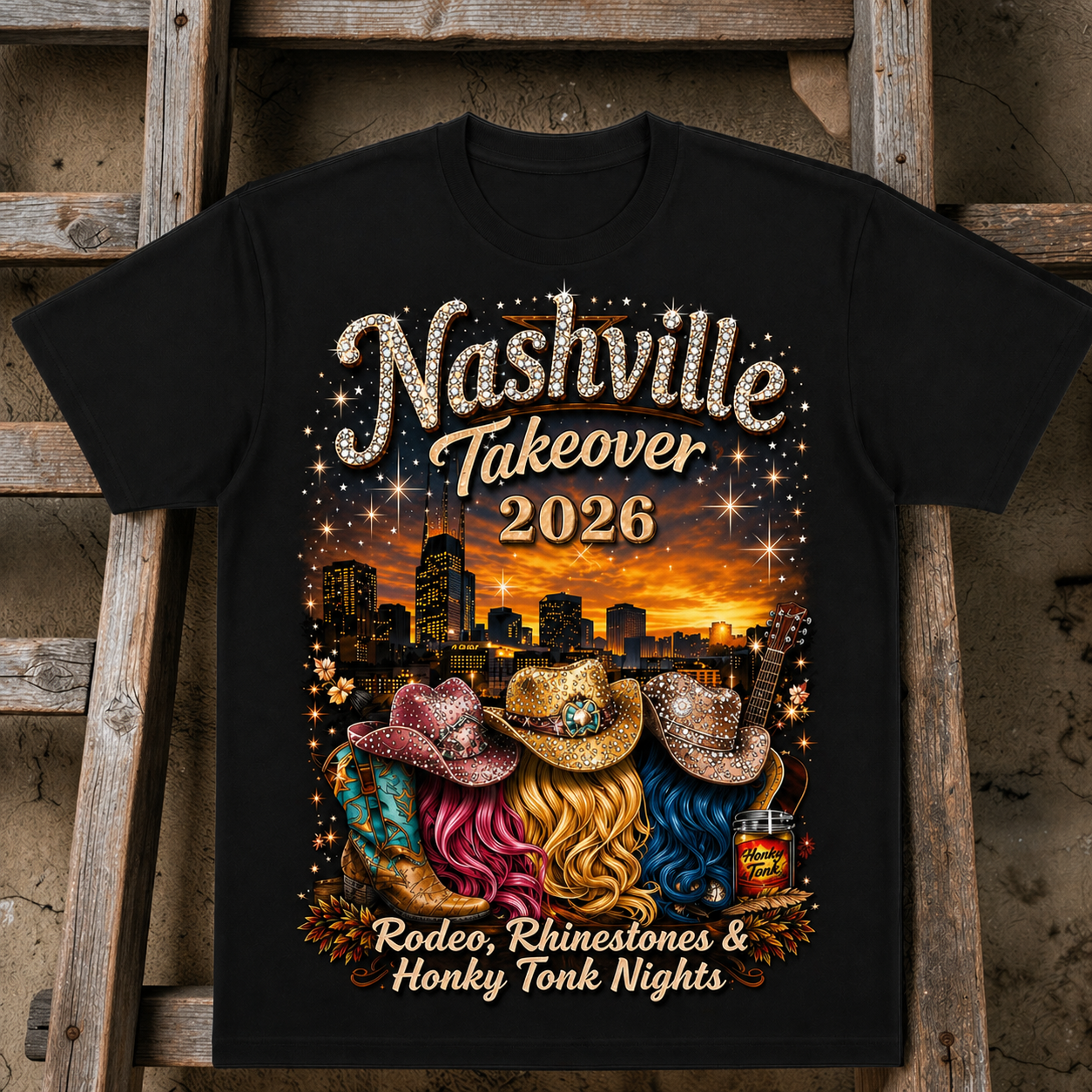 Rodeo, Rhinestones, & Honky Tonk Nights - Nashville Takeover Tee